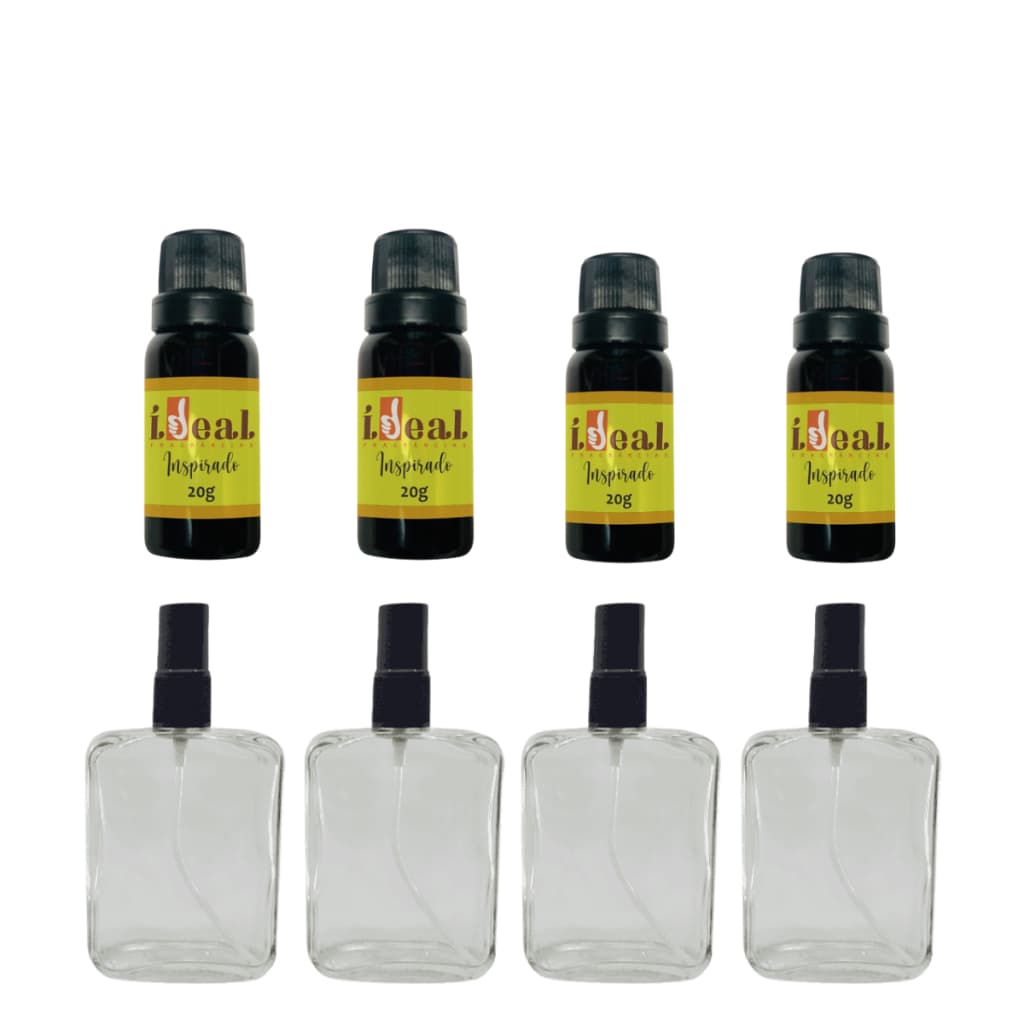 Kit com 4 perfumes importados de 20 ml + 4 Frascos de Vidro Para Perfume - Feminino