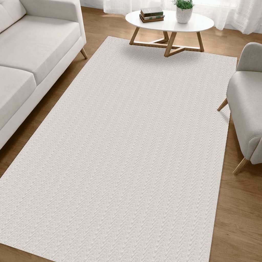 Tapete Antiderrapante Sala Quarto 1,40x2,00m Artesanal 100% Algodão Decoração Minimalista Cru Cinza