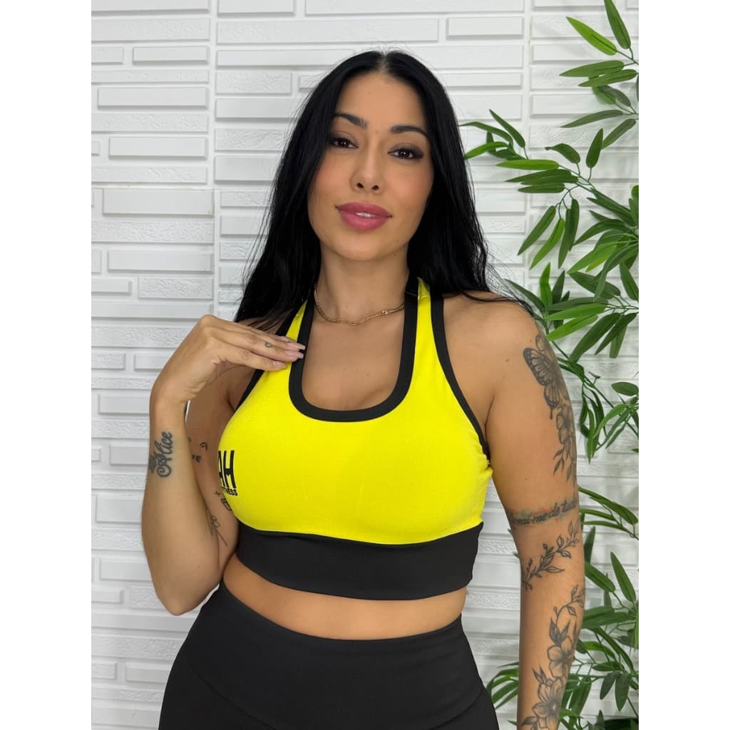 Top Fitness Feminino com Bojo Removível Nadador Roupa de Academia Feminina
