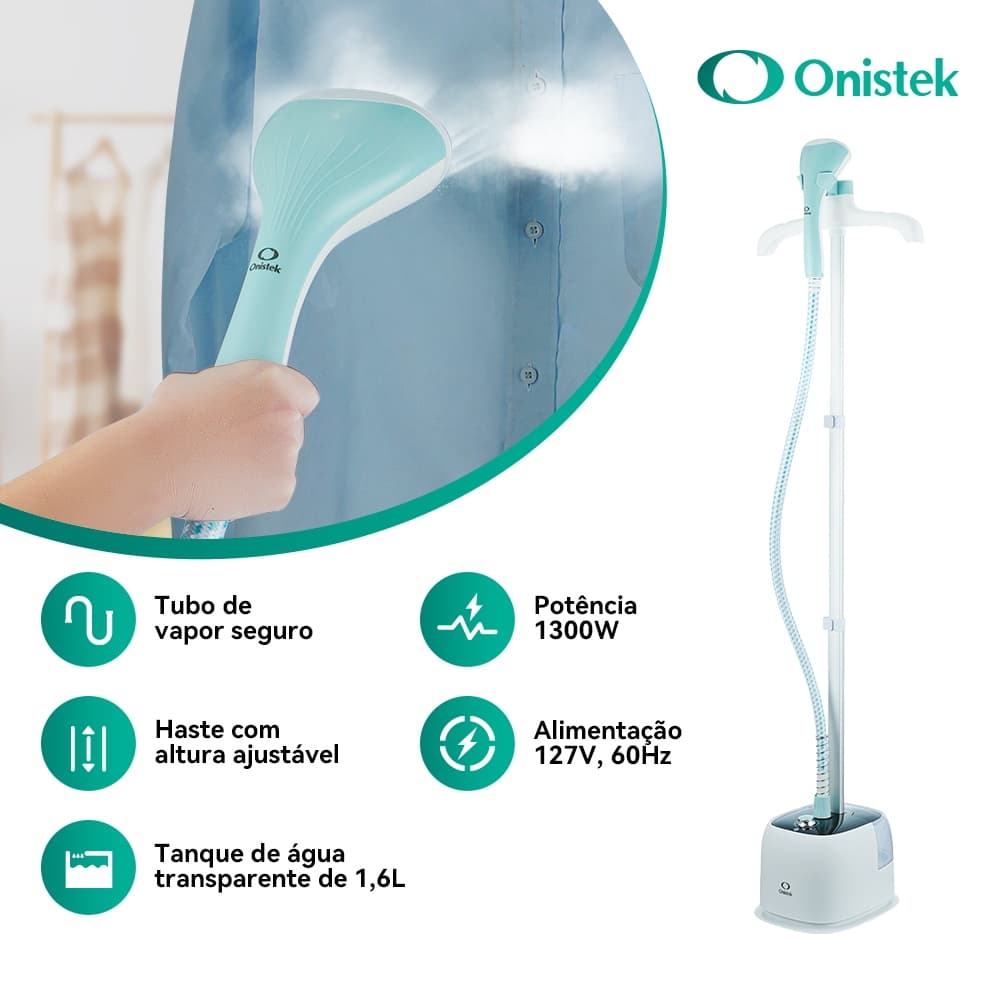 Passadeira Ferro a Vapor Profissional Multifunção Alta Potência 1,6L 10 Modos para Tecidos,Onistek