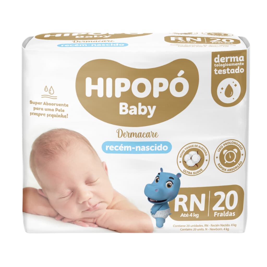 HIPOPÓ BABY CCM RN FRALDA RECÉM NASCIDO C/20UN