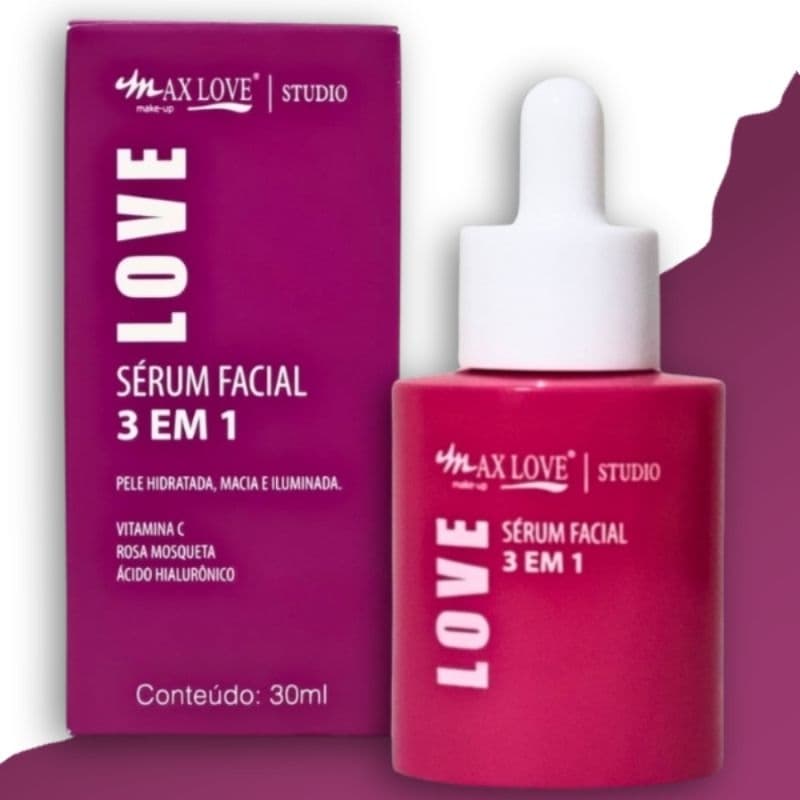 Sérum Facial 3 em 1 Max Love Vitamina C Rosa Mosqueta 30 ml