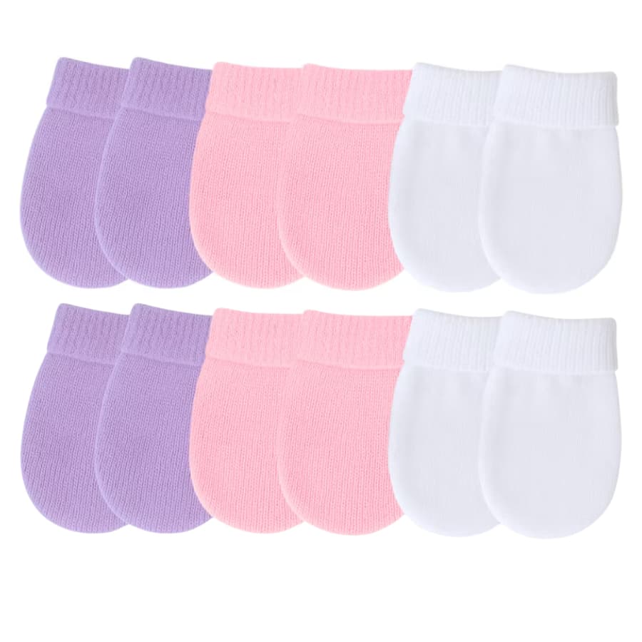 Kit 06 Pares de Luvas Lisas Para Bebê Recém Nascido RN Macia Confortável Maternidade Enxoval