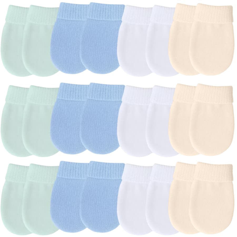 Kit 12 Pares de Luvas Lisas Para Bebê Recém Nascido RN Macia Confortável Maternidade Enxoval
