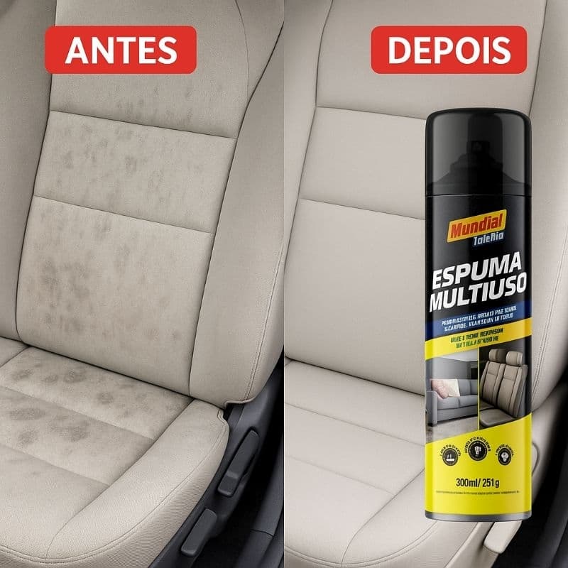 Espuma Multiuso Mágica Limpeza Automotiva a Seco 300 ML Limpa Estofados  Tecido Tapete