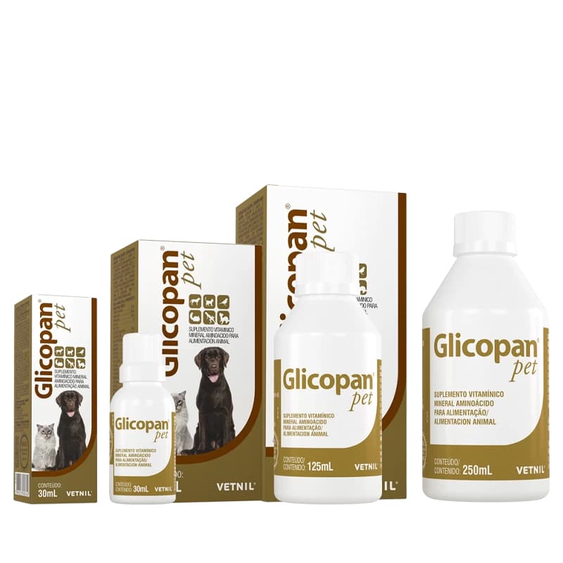 Glicopan Pet 30mL, 125mL e 250mL - Suplemento Vitamínico P/ Cães, Gatos, Aves, Roedores, Répteis
