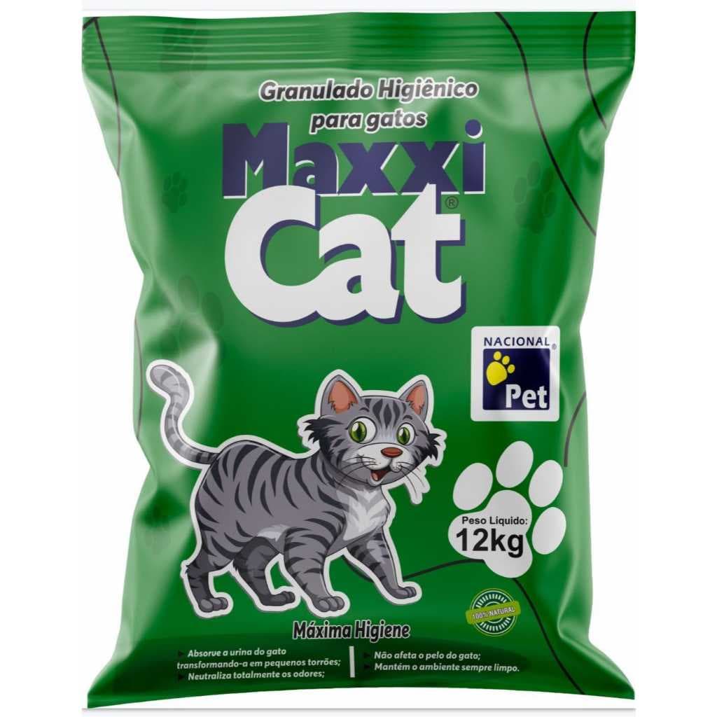 12KG Areia Para Gatos Sanitária Antiodor Maxxi Cat - Granulado Higiênico Para Gatos 12kg