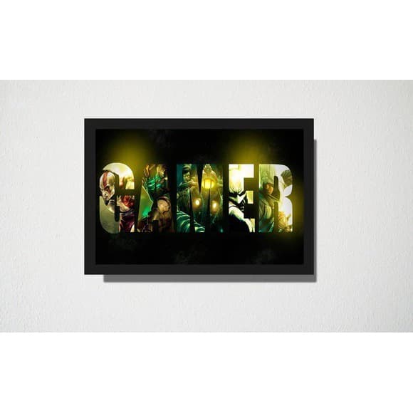 Quadro Decorativo Gamer Controle Videogame Pixel Geek Cultura Pop Nostalgia Gamepad