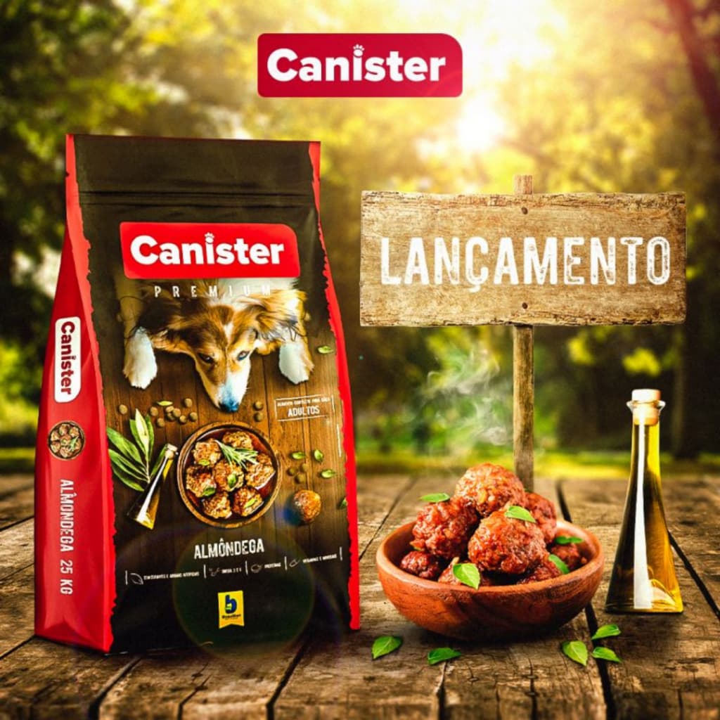 Ração Para Cachorro 15kg Sabor Almondegas - Ração Canister Premium Almondegas 15kg