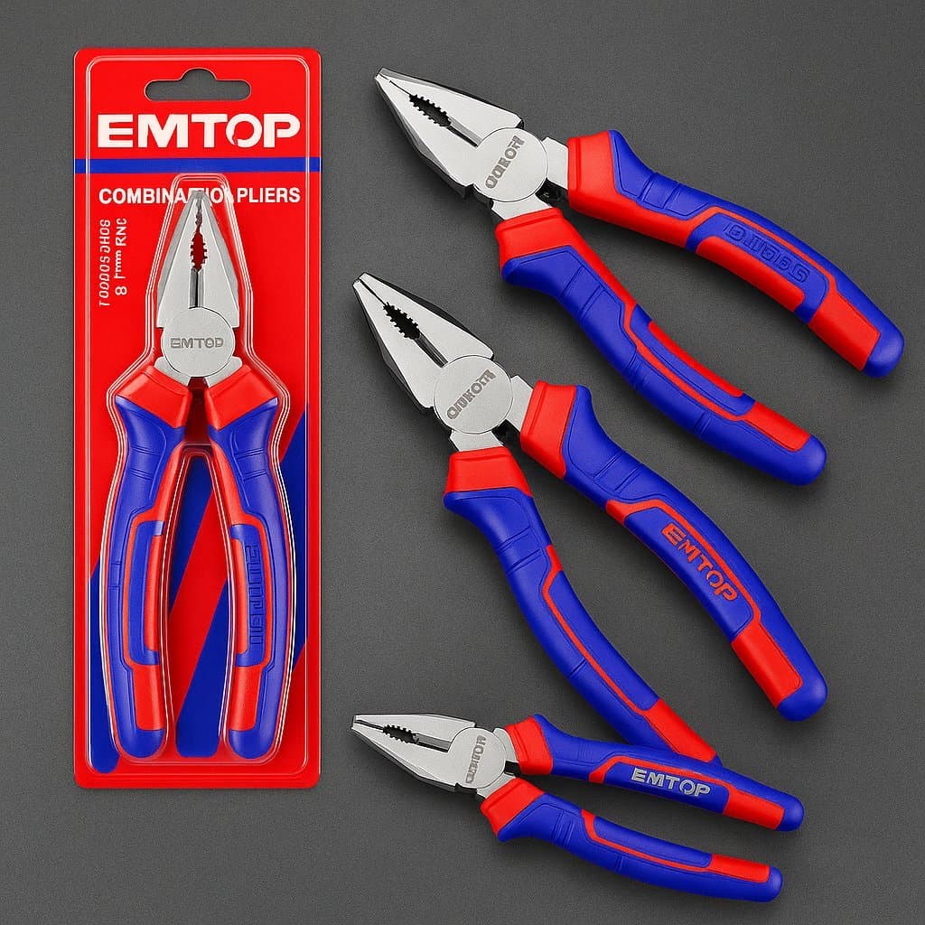 Kit Alicate Combinado Emtop 7/180mm Anti-ferrugem Ferramentas Acessorios Caixa de Ferramentas