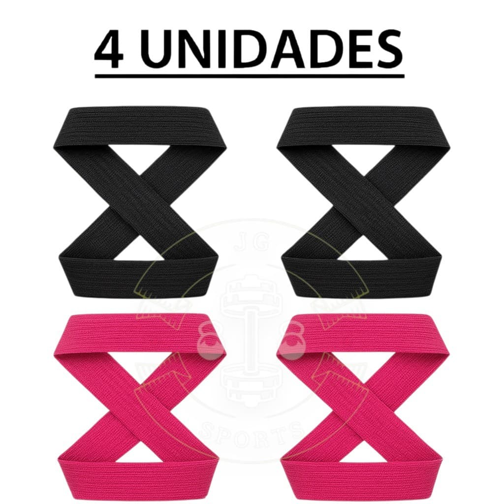 Kit 4 Straps em 8 de Algodão Reforçado – Crossfit, Treino Pesado, Academia, Musculação