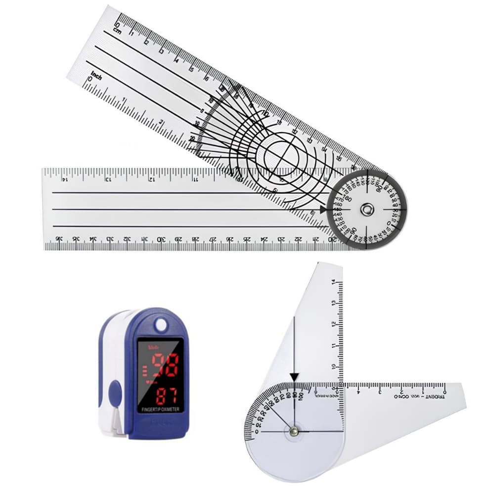 Kit Oxímetro Digital Dedo + Goniômetro Grande 36cm +Goniômetro Pequeno 14cm | Saúde Fisioterapia