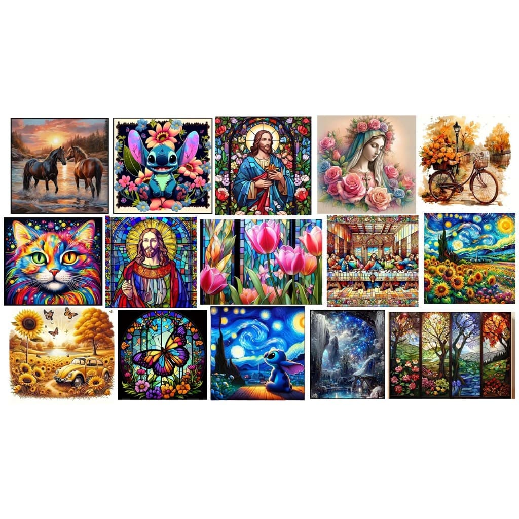 Pintura diamante 5D diversos modelos animais religioso natureza obras de arte Kit DIY