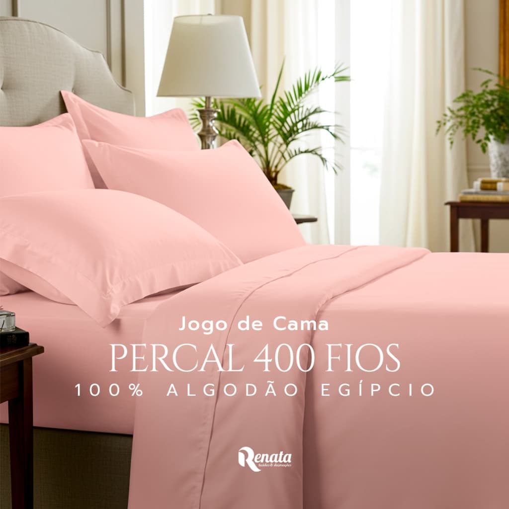Jogo de Cama 4 Peças Casal Percal 400 Fios 100% Algodão Egípcio Casal Casa Di Valle