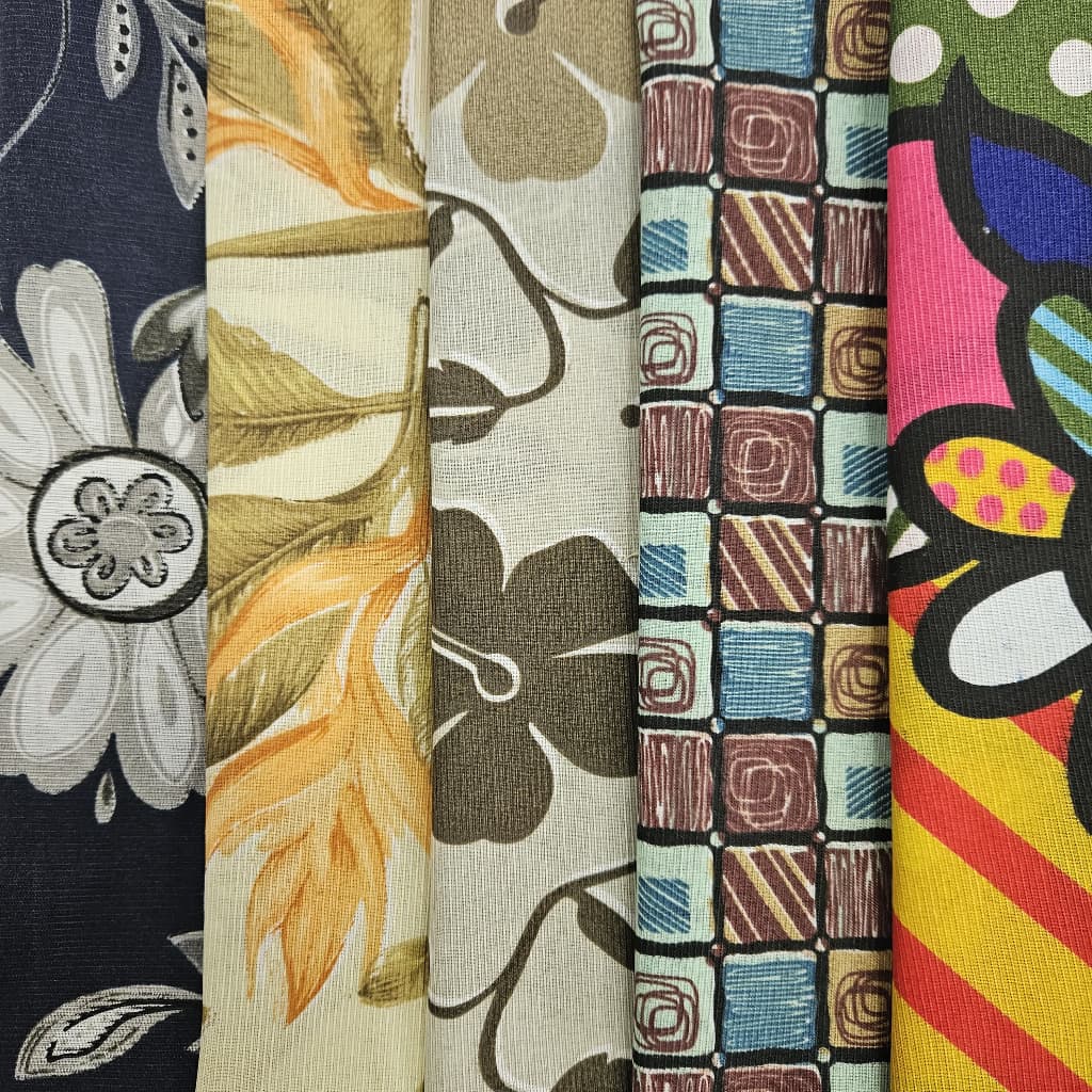 KIT 5 CORTES TECIDO GORGURINHO ESTAMPADO LEVES DEFEITOS -ARTESANATO PATCHWORK
