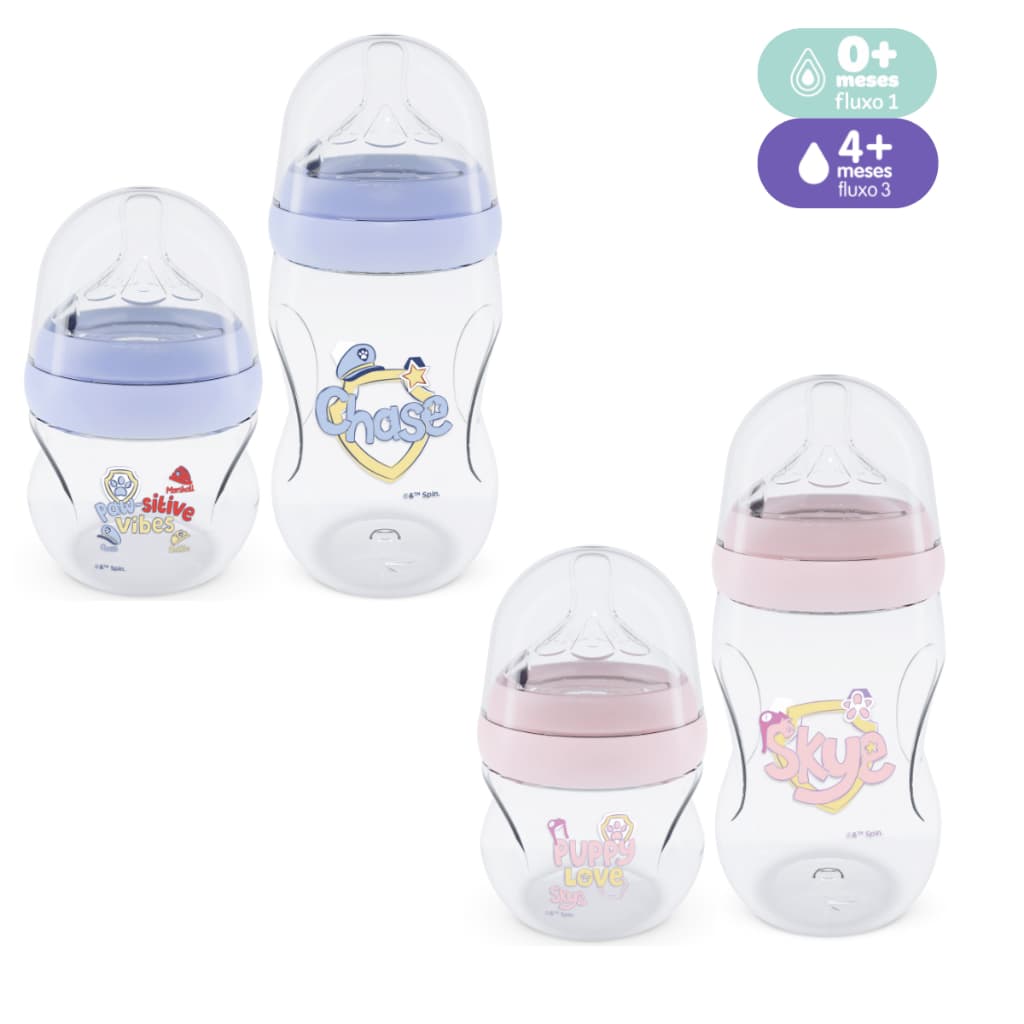 Kit Mamadeiras Anticolica Bebe Lolly Bico Redondo Silicone Tampa Antivazamento 130/330 mL +0 Meses