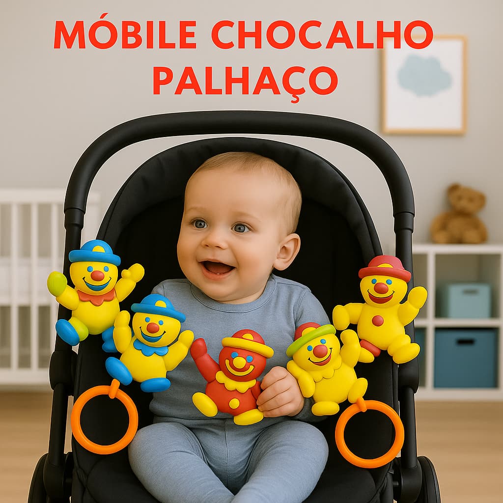 Móbile Chocalho Brinquedo Interativo Para Berço e Carrinhos de Bebês