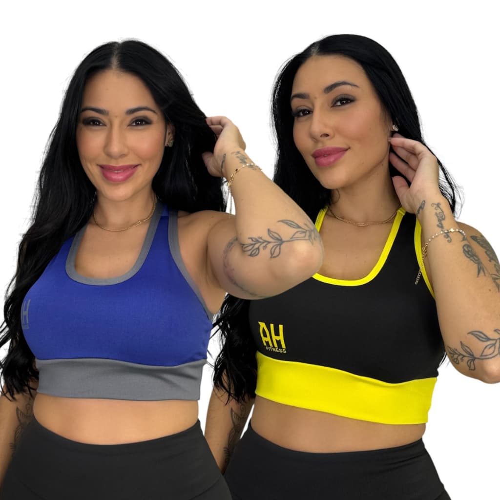 Kit 2 Top Fitness Feminino com Bojo Removível Academia Roupa Feminina