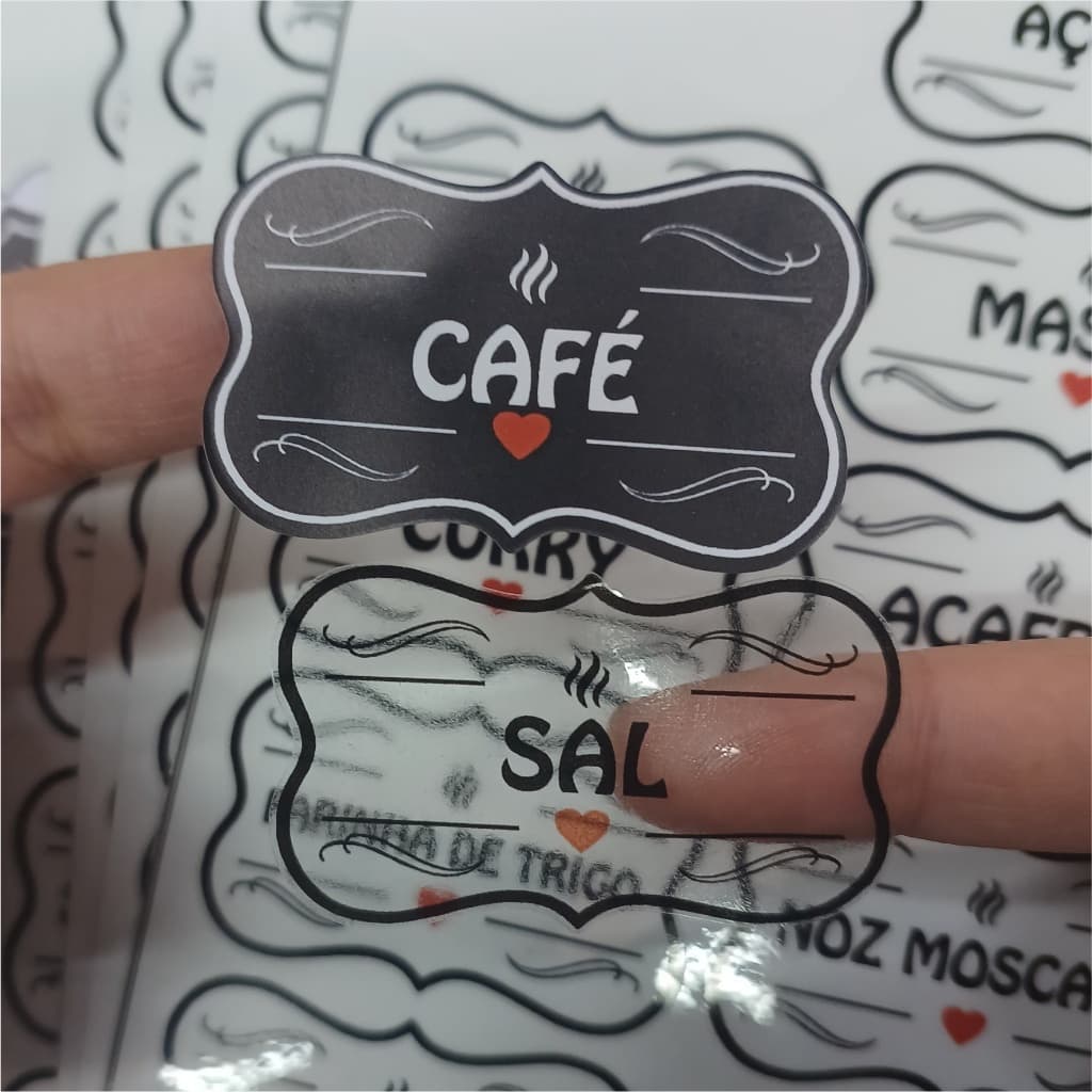 Kit 50 Adesivos com detalhe coração Para Temperos e Mantimentos 5x3cm Organizadores De Potes