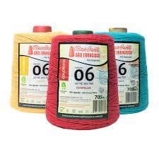 Barbante Colorido  N06 1kg para Crochê, Tapetes, Sousplats, Passadeiras e Projetos Manuais