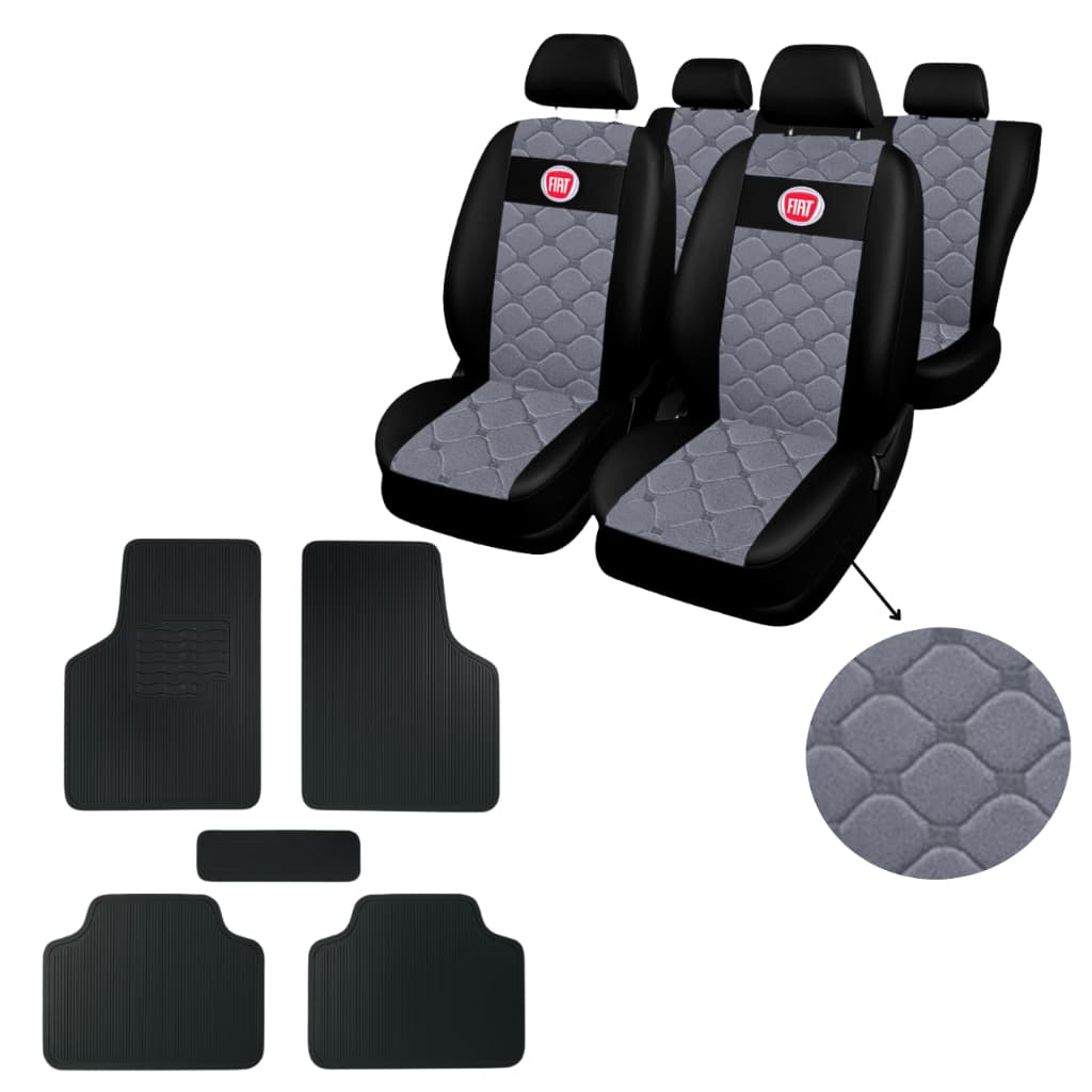 kit Capa Para Banco Automotivo Couro Colorido + tapete de carro borracha Fiat Palio Uno Siena Punto