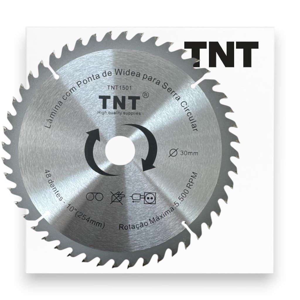 Lamina Serra Circular TNT 250mm ou 10" x Furo de 30mm com 48 Dentes