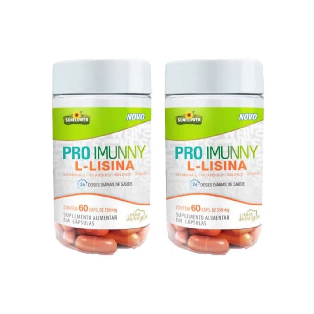 KIT 2X Lisina 500mg / Vitamina D 2000 UI , Zinco , Selênio , Vitamina C , Pro Imunny Capsulas 600Mg