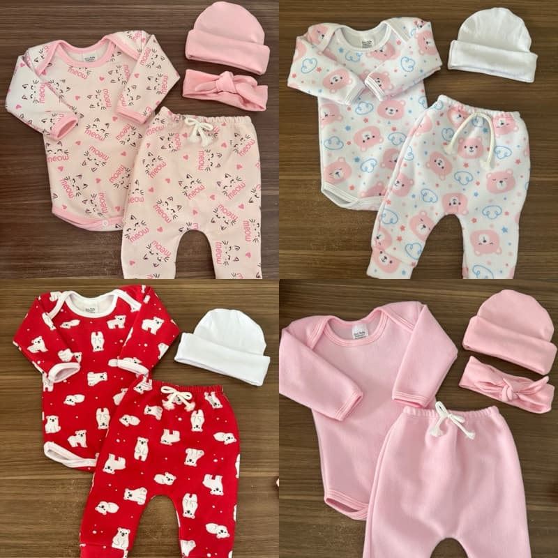 kit 10 peças soft bebê Body+calca+touca+faixa RN,P, M ou G - kit enxoval maternidade roupa bebê recém nascido