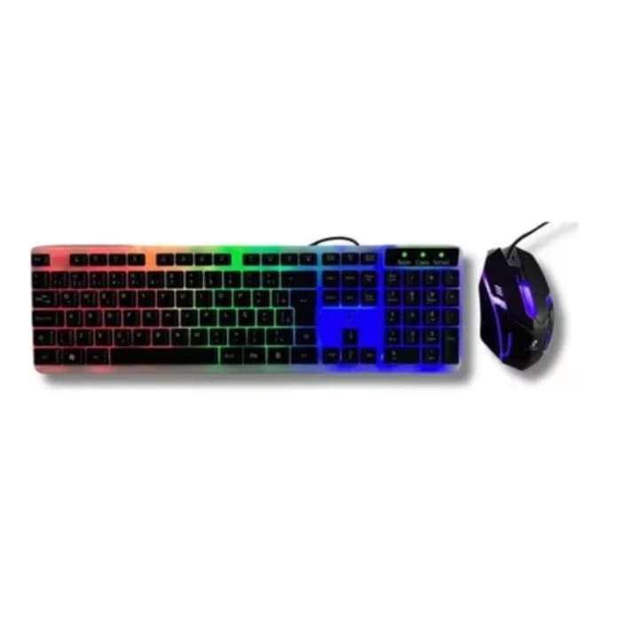 Kit Teclado + Mouse Gamer Colorido Rgb Led Alta Qualidade Teclado Gamer LED RGB Semi Mecânico