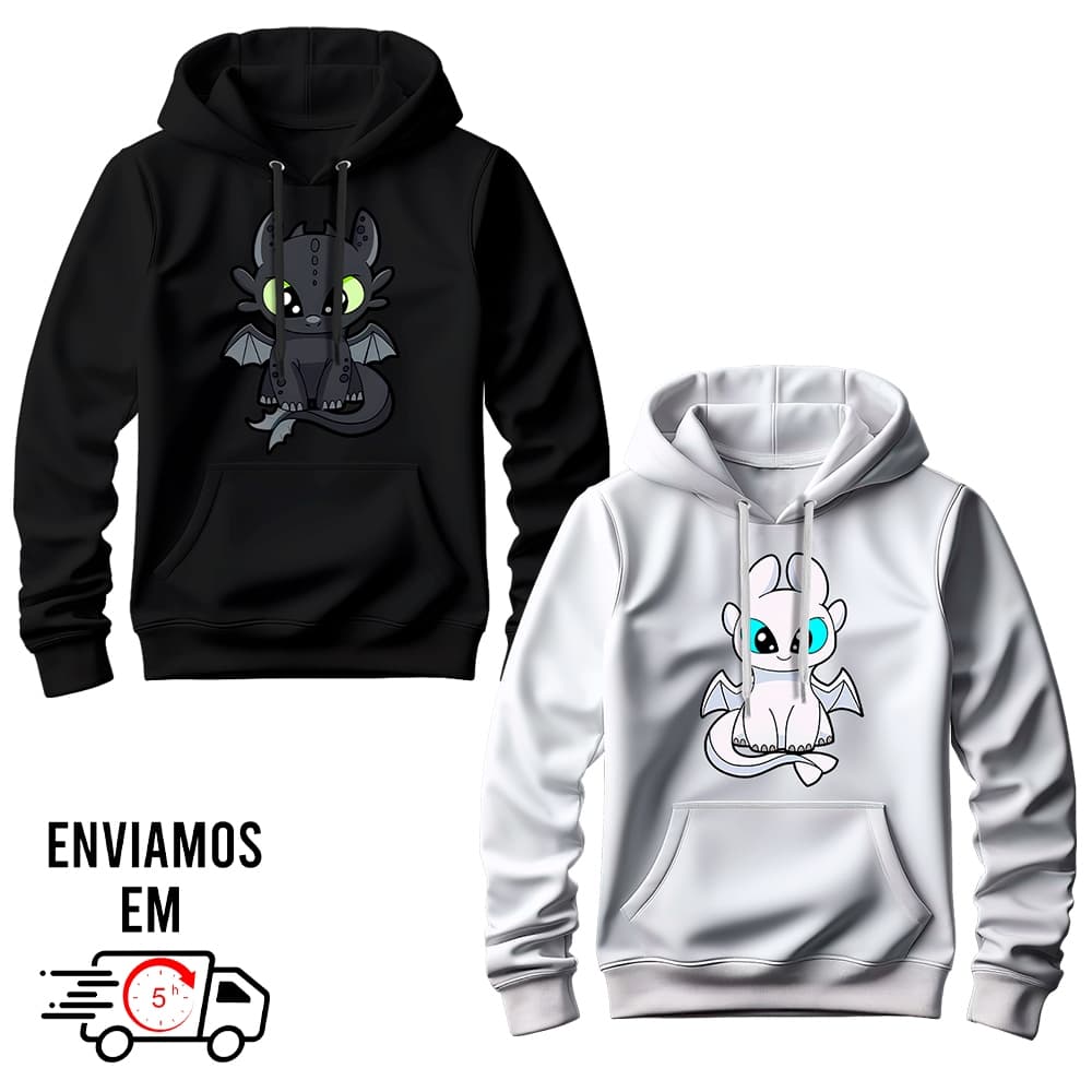 Kit 2 Moletons Casal Lançamento COMO TREINA SEU DRAGÃO Flanelado Premium Promoção Envio IMEDIATO