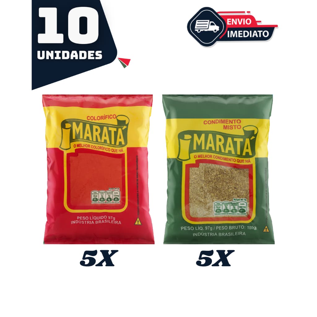 10 Unidades Colorau + Condimento Misto Maratá 96g | Tempero Natural para Carnes, Arroz, Feijão
