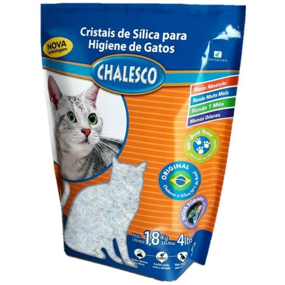 Areia Sanitária higiênica Cristais Sílica Grossa torrão 1,8kg Chalesco