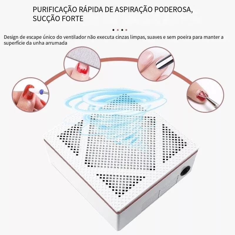 Sugador Aspirador Coletor Grande de Pó Quadrado Unhas Gel Manicure
