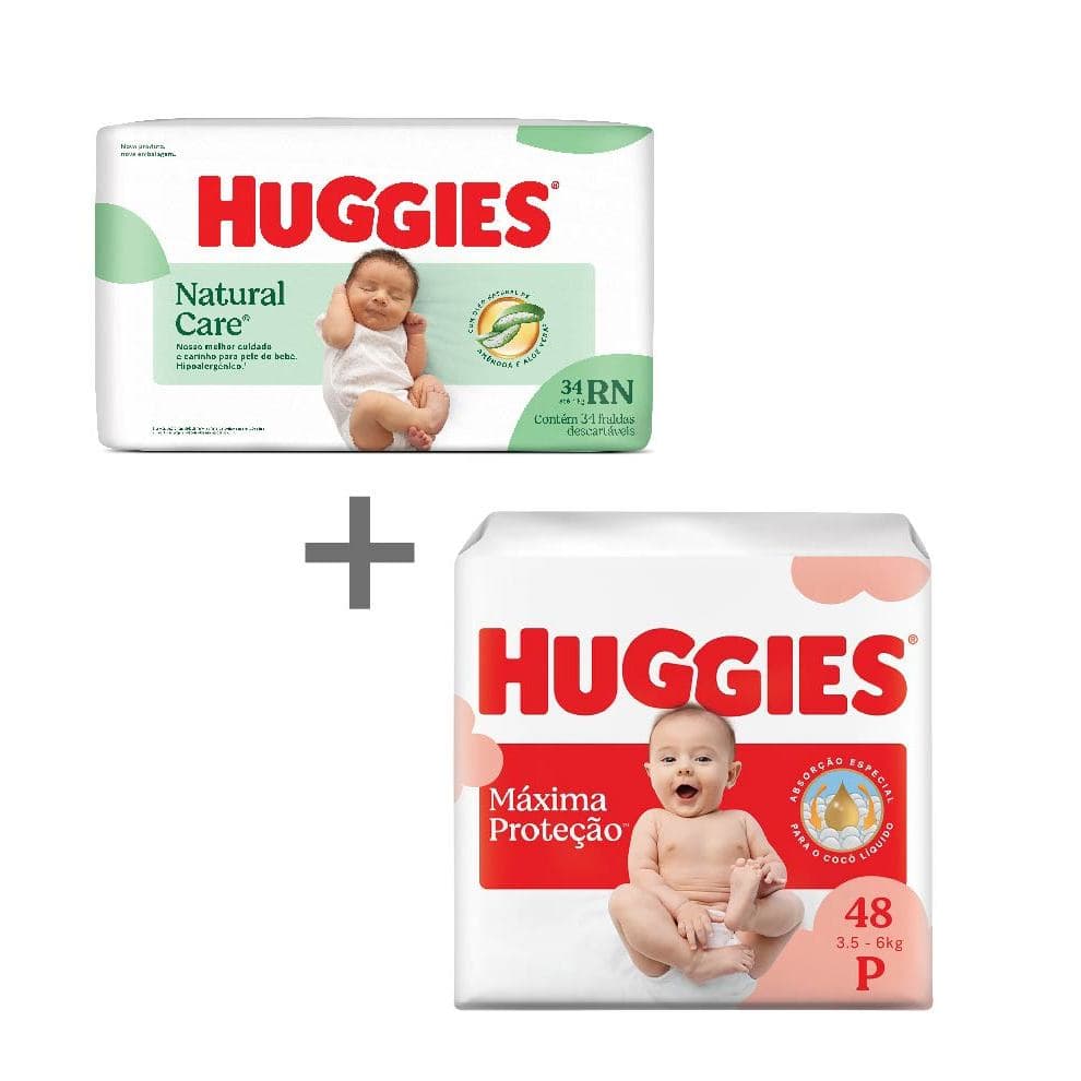 Kit Fralda Huggies Supreme Care RN + P - 82 Fraldas