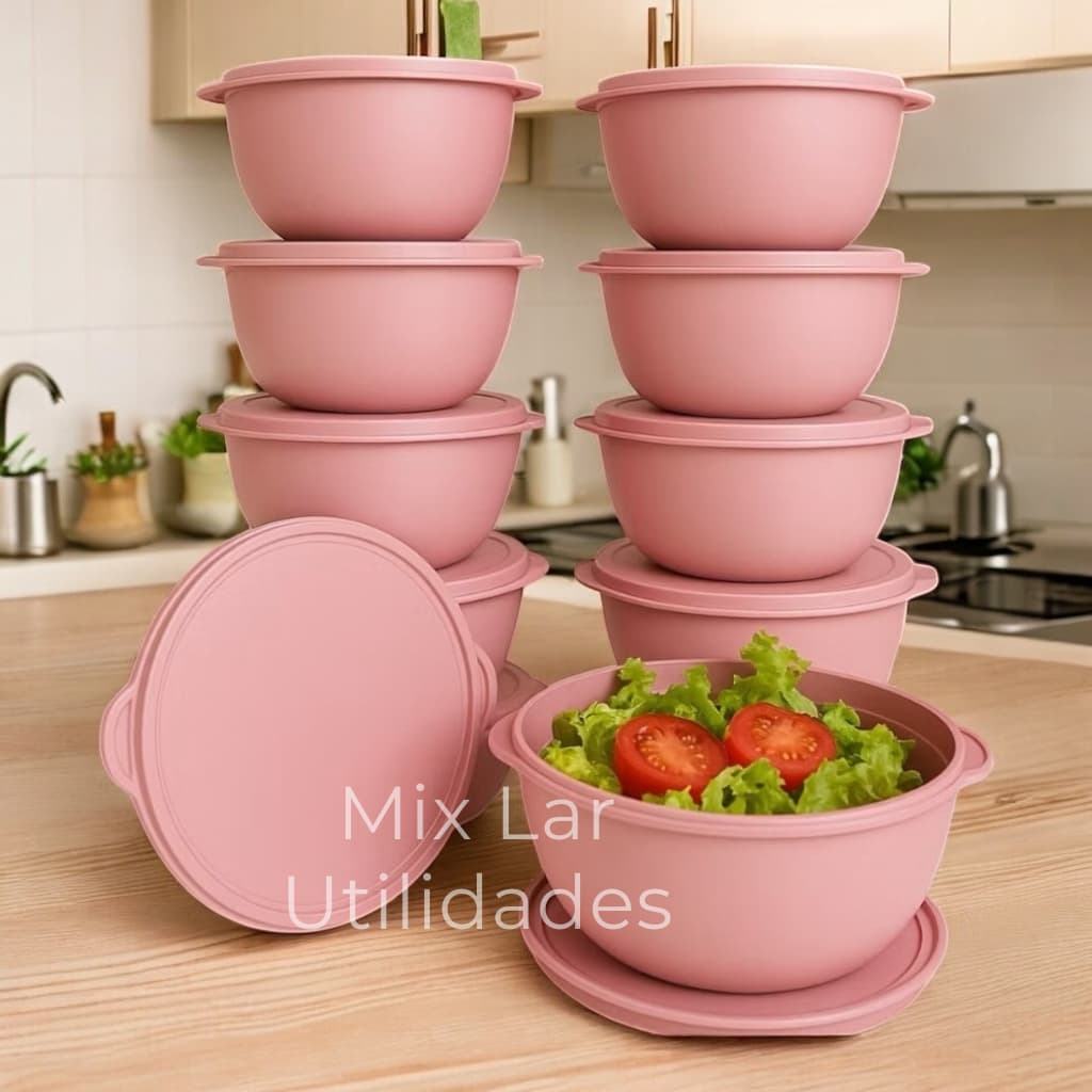 Kit de potes herméticos redondos 10 peças com 1 litro para cozinha