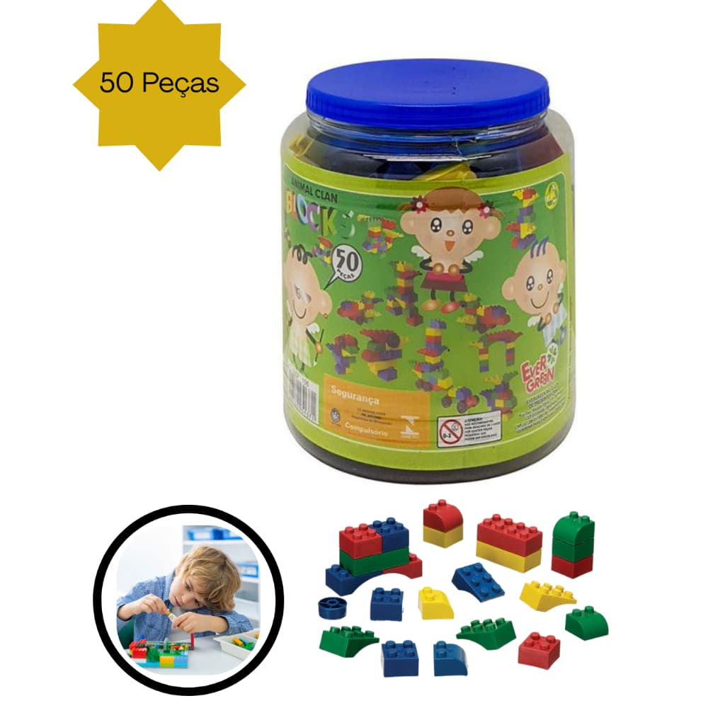 Blocos De Montar 50 Peças Brinquedo Pedagógico Educativo lego