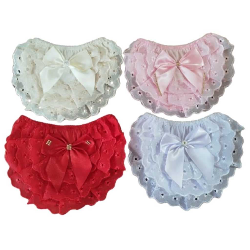 TAPA FRALDA CALCINHA BUNDA RICA KIT C/ 4 UNIDADES - PREMIUM - VERMELHA,BRANCA,BEGE E ROSA BEBÊ