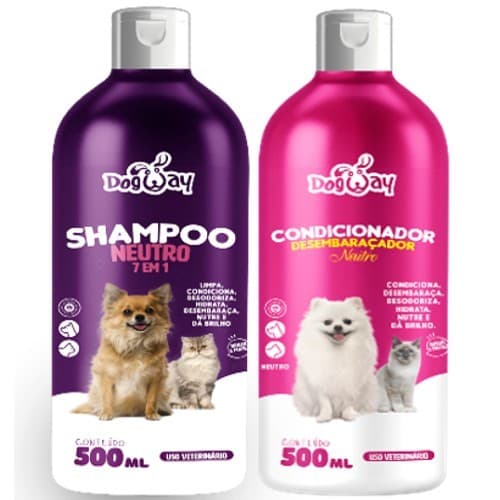 Kit Shampoo Neutro 7 em 1 E Condicionador Desembolador De Pelos Para Todas as Pelagens Cachorro Gato
