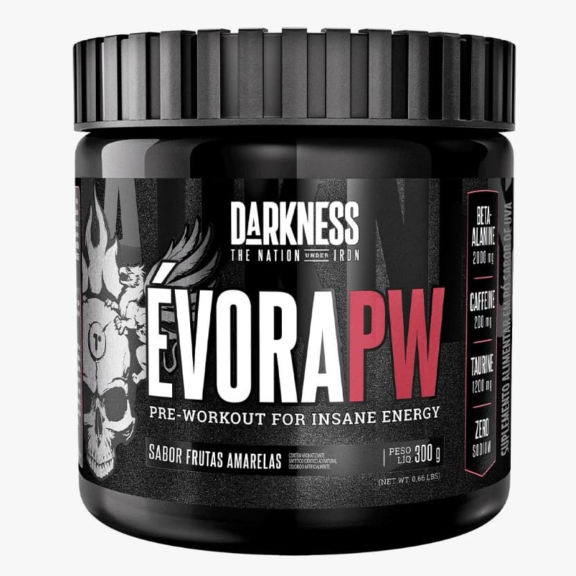 Pre Treino Evora PW 300g Pre Workout 150g com Beta Alanina - Darkness