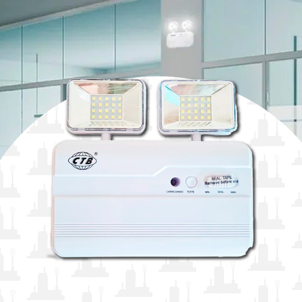 Luminaria de emergencia bloco 12w Led bivolt 6500k Bateria Recarregavel LED FACTORY