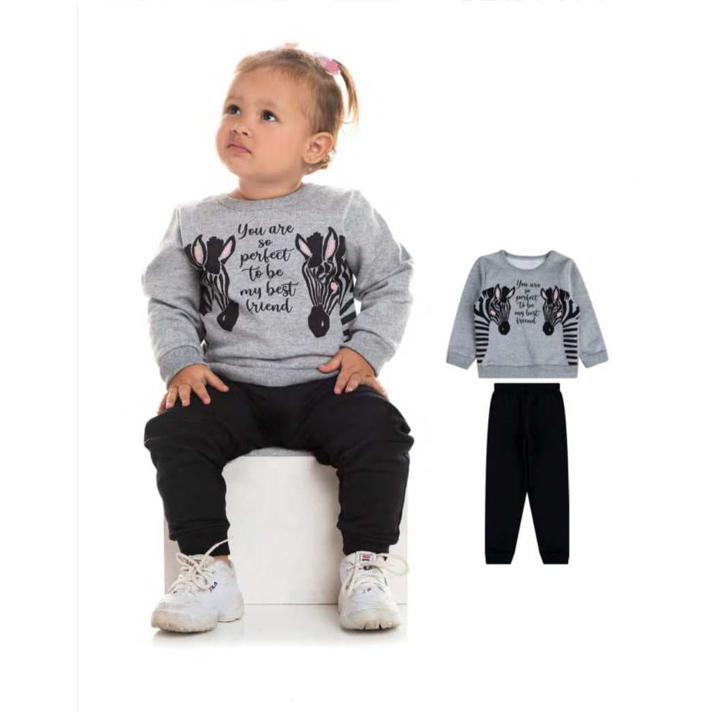 Conjunto Moletom Bebê Menina - Agasalho Bebê - Roupa para Bebê Frio - Conjunto Moleton Inverno Infantil