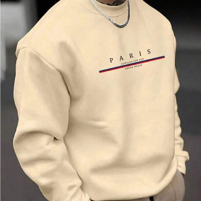 Moletom Careca Paris Dream Maker Gola Redonda Unissex Casaco Flanelado Blusa de Frio Moletom Algodão