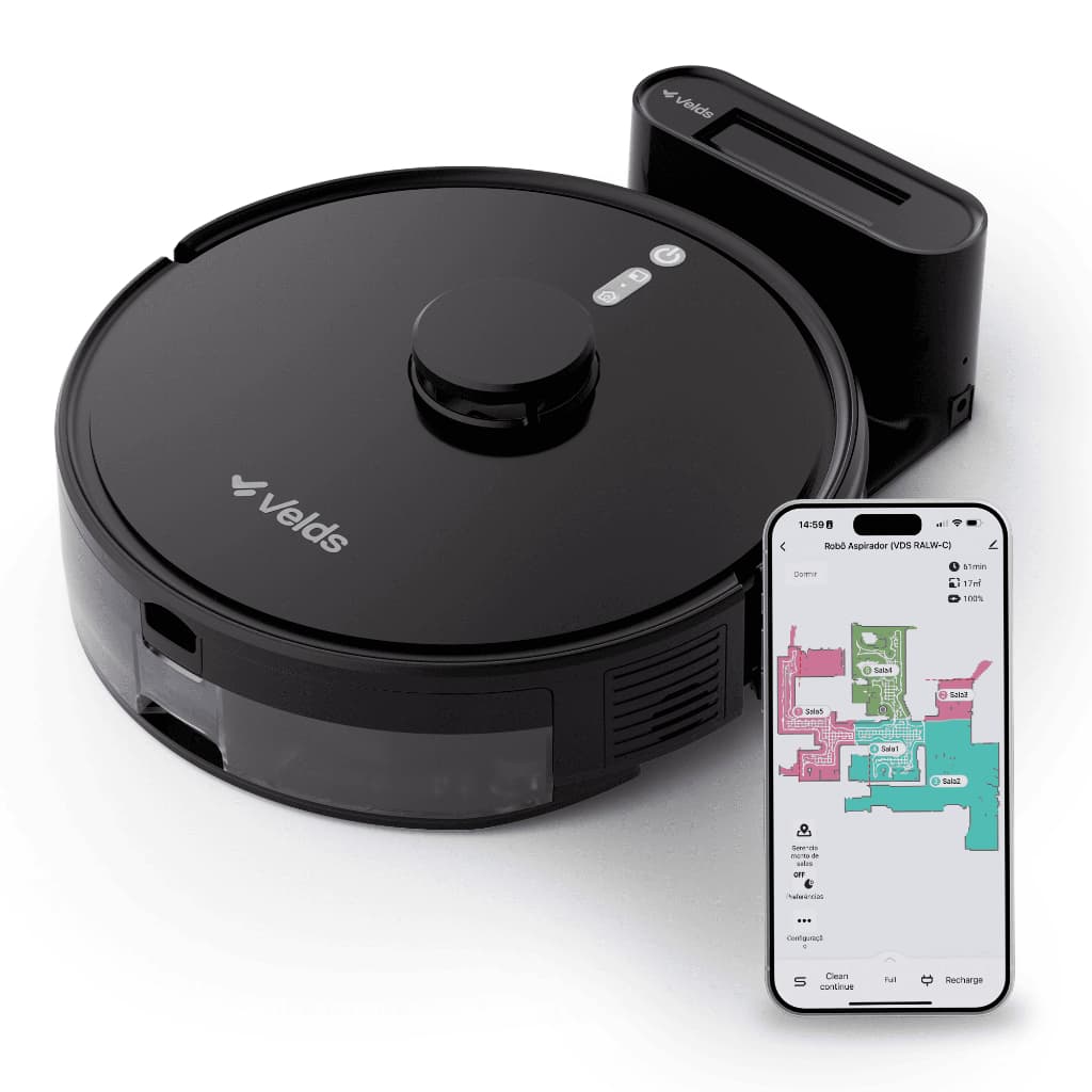 Robô Aspirador De Pó Velds Wi-fi 3 Em 1 - Varre + Aspira E Passa Pano com Mapeamento Via App Bivolt