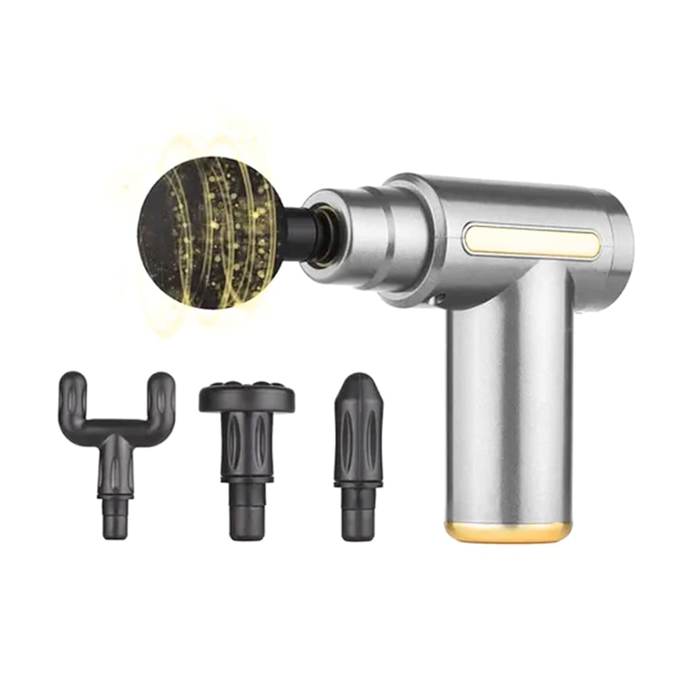 Massageador Muscular Corporal Elétrico Portatil 6 Velocidades 4 Ponteiras de Massagem Relaxante