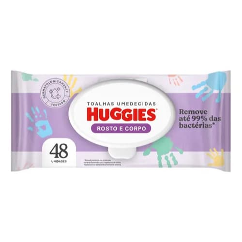 Toalhas Umedecidas Huggies – Rosto e Corpo (48 unidades) Lenço umedecido