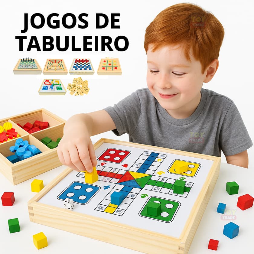 Jogo de Tabuleiro Educativo com Estojo Toy Trade Escolha sua versão Xadrez Dama Ludo Jg Velha Trilha