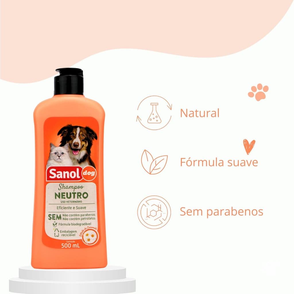 Shampoo Neutro para Cães e Gatos Sanol Dog 500ml