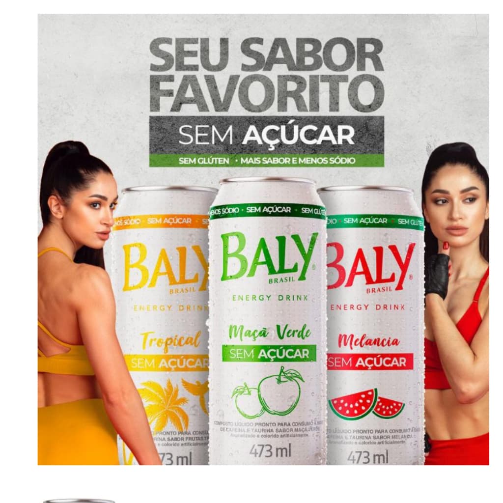 Energetico Baly 473ml Linha Sem Açucar Varios sabores