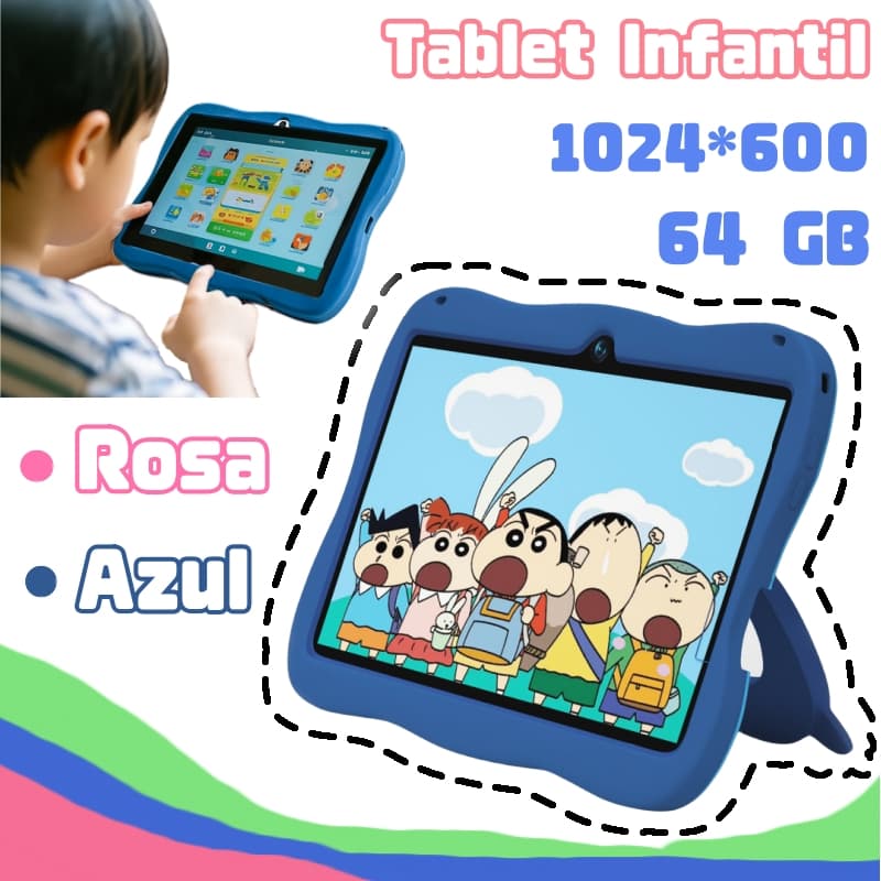 Tablet para Crianças de 7 Polegadas, Sistema Android 13.0, com Caneta para Touch e Capa de Silicone