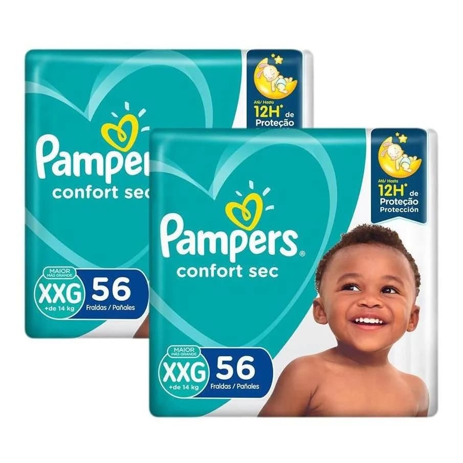 Kit 2 Pacotes Fralda Pampers Confort Sec Tamanho  XXG/56 unidades cada